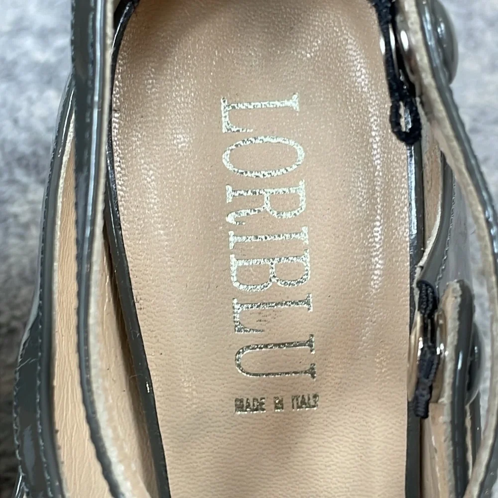 Loriblu Patent Leather Strappy Cage Heels Gray Stiletto Tall Italy Sz 39